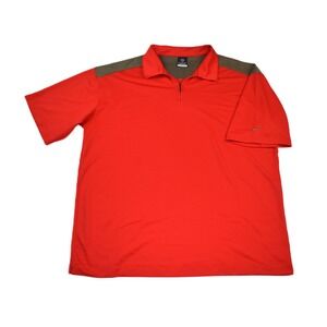 Nike Golf Sphere React Men XL Red Quarter Zip Polo Shirt Short Sleeve Olive Trim